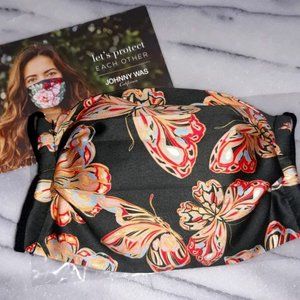 Johnny Was Face Mask Cotton Sateen Butterfly Print